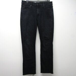 MOTHER The Rascal Ankle Snippet Jeans 30 Dark Blue Black Wash Blackbird Raw Hem